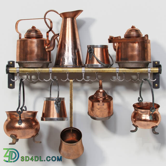 Tableware - Set of old copper utensils