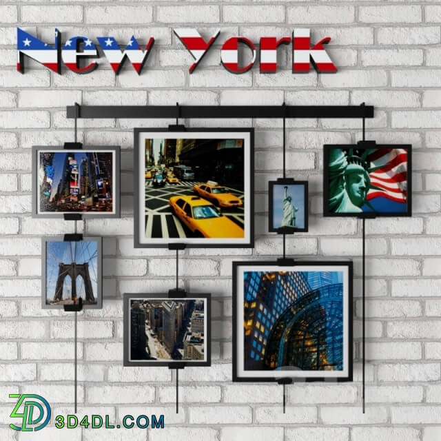 Other decorative objects - A set of posters 3 in 1 _quot_New York_quot__ _quot_Family_quot__ _quot_Art_quot_