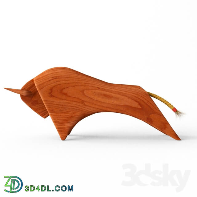 Sculpture - wooden bull sculpture