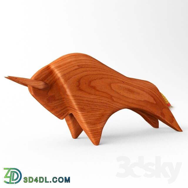 Sculpture - wooden bull sculpture