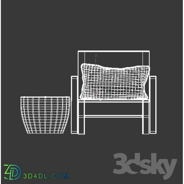 Other architectural elements - Wicker single chaise longue with table and chest