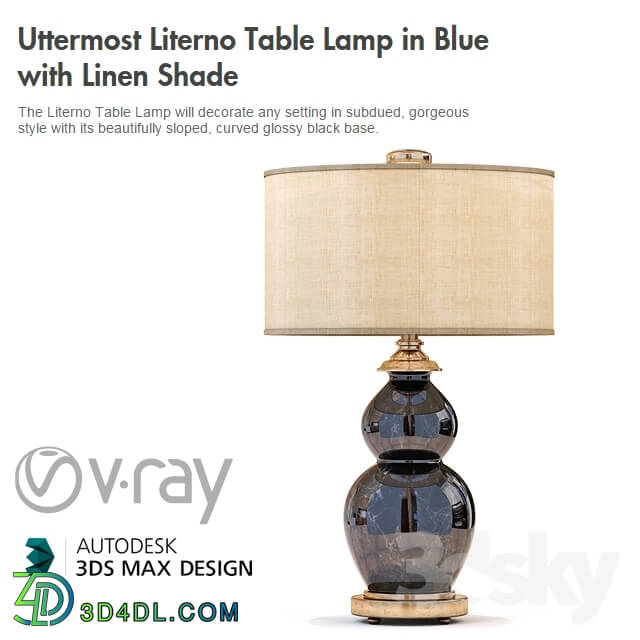 Table lamp - Uttermost Literno Table Lamp in Blue with Linen Shade