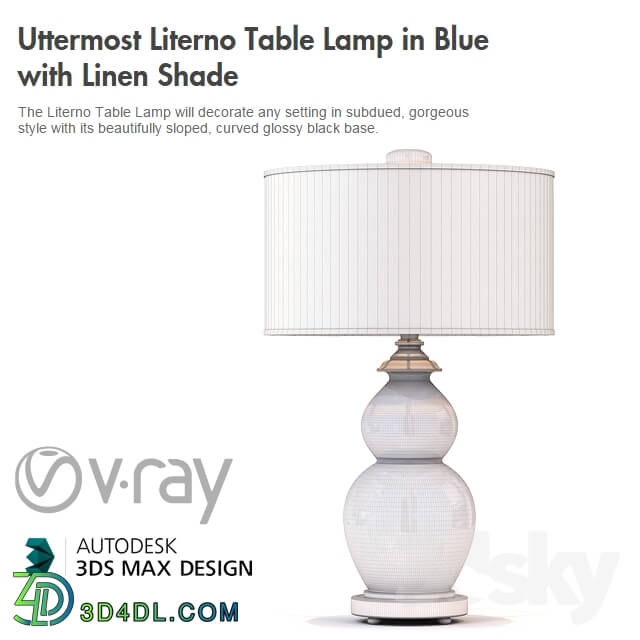 Table lamp - Uttermost Literno Table Lamp in Blue with Linen Shade