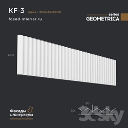 Decorative plaster - Gypsum Cornice - KF-3. Dimensions _30x200x1000_. Exclusive decor series _Geometrica_. 