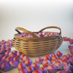 Food and drinks - Plums in a wicker basket 