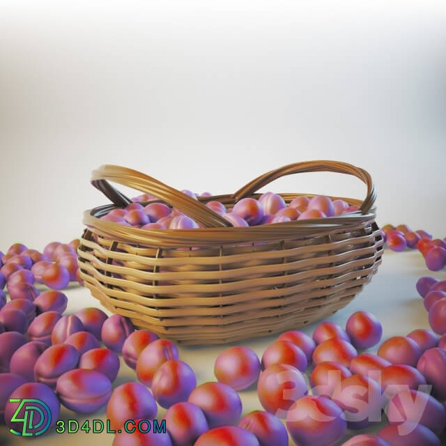 Food and drinks - Plums in a wicker basket