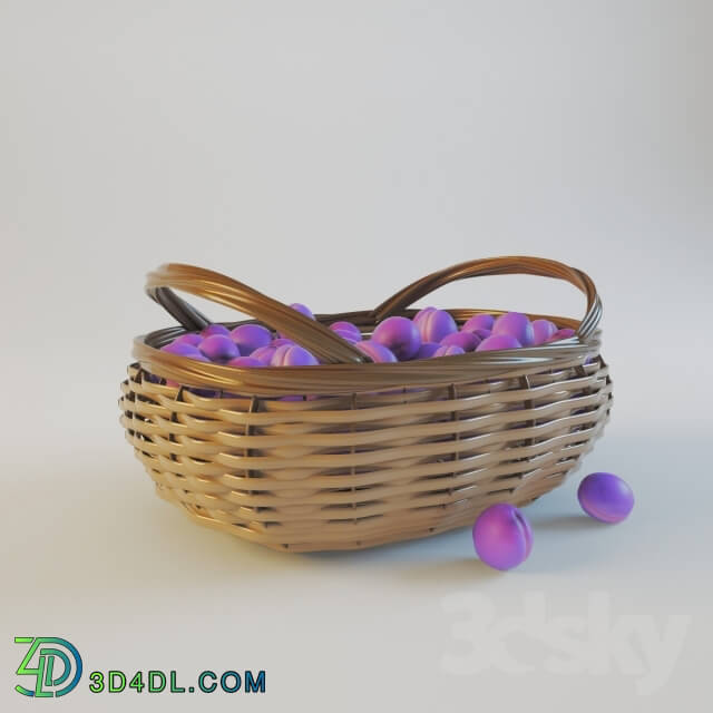 Food and drinks - Plums in a wicker basket