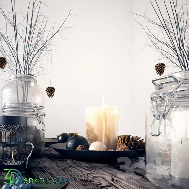 Decorative set - Decorative set with jars and candles