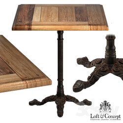 Table - CAST IRON AND OAK RESTAURANT TABLE SQUARE 