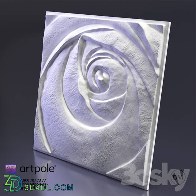 3D panel - 3d Rose Gypsum panel from Artpole