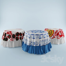 Table - Russian Gzhel tablecloth patterns_ hohlomy 