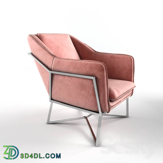 Arm chair - Richmond Interiors armchair Aurelia pink velvet _ silver