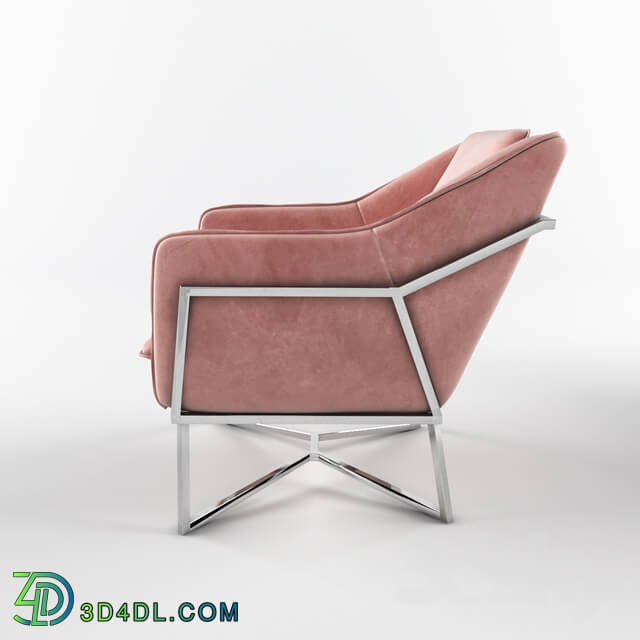 Arm chair - Richmond Interiors armchair Aurelia pink velvet _ silver