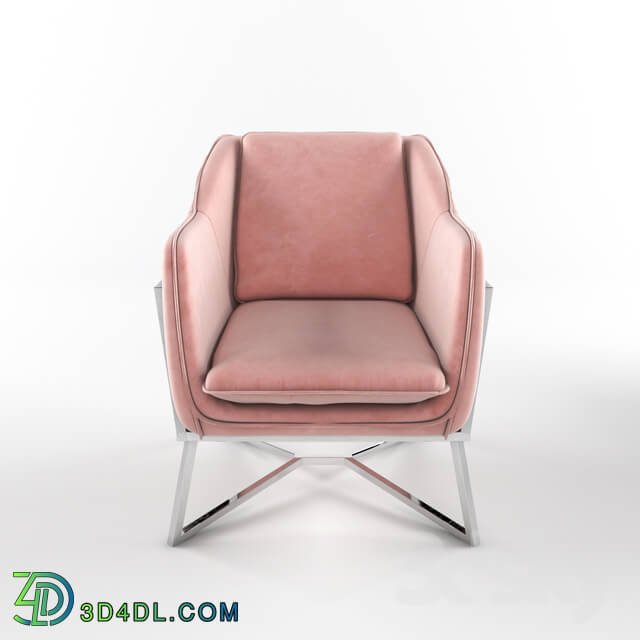 Arm chair - Richmond Interiors armchair Aurelia pink velvet _ silver