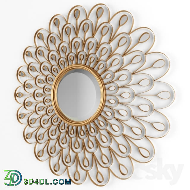 Mirror - Golden peacock - Round Mirror