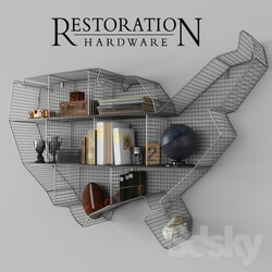 Decorative set - Industrial wire cubby usa map shelf 