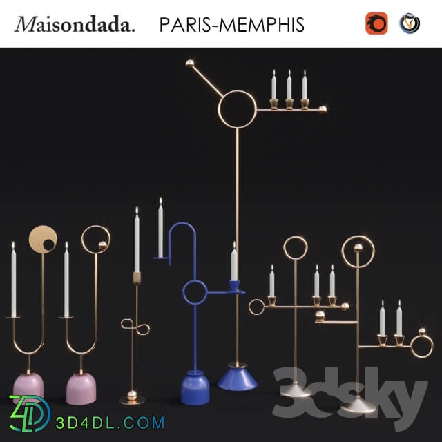 Decorative set - Candlesticks Paris-Memphis