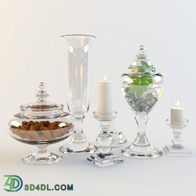 Vase - Interior decoration set of vases and candle holders.