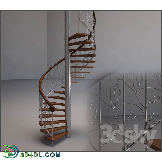 Staircase - staircase with forged handrails