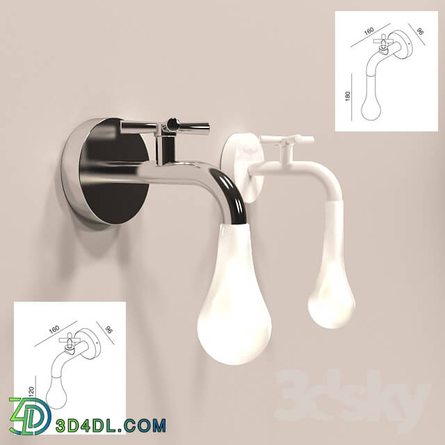 Wall light - Wall bulkhead LIGHTDROP 1.8 WHITE and 1.2 CHROME