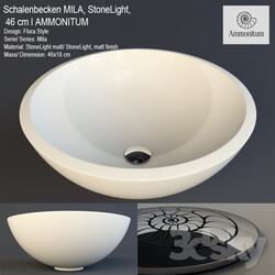 Wash basin - Schalenbecken MILA_ 46 cm l_ StoneLight AMMONITUM 