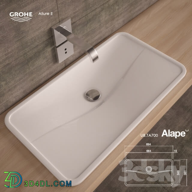 Wash basin - Washbasin Alape UB.TA700. Mixer - Grohe Allure E