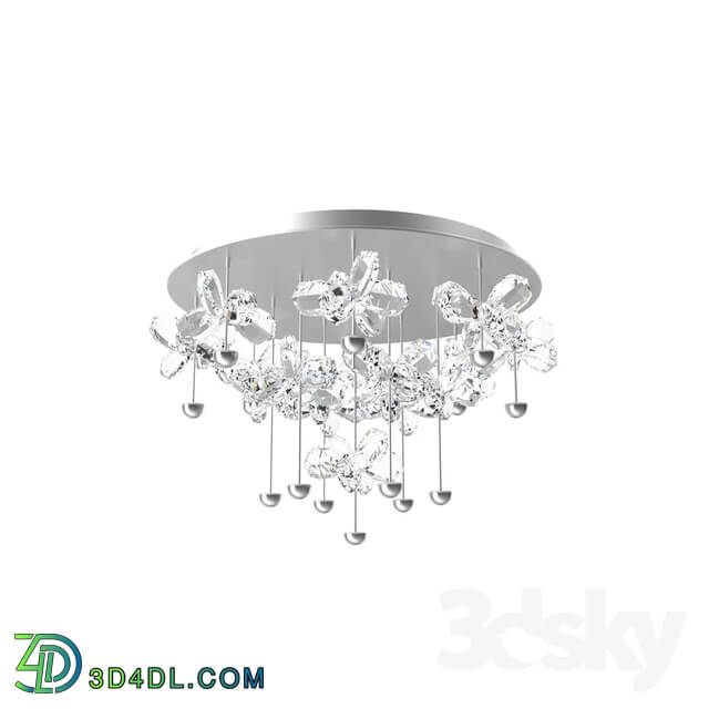 Ceiling light - 39245 LED chandelier PIANOPOLI with dim._ 15x1_8W _LED__ Ø500_ H365_ stainless steel. steel_ chrome _ crystal_ n