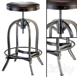 Chair - Dempsey Swivel Iron Bar Stool_ Brown Leather 