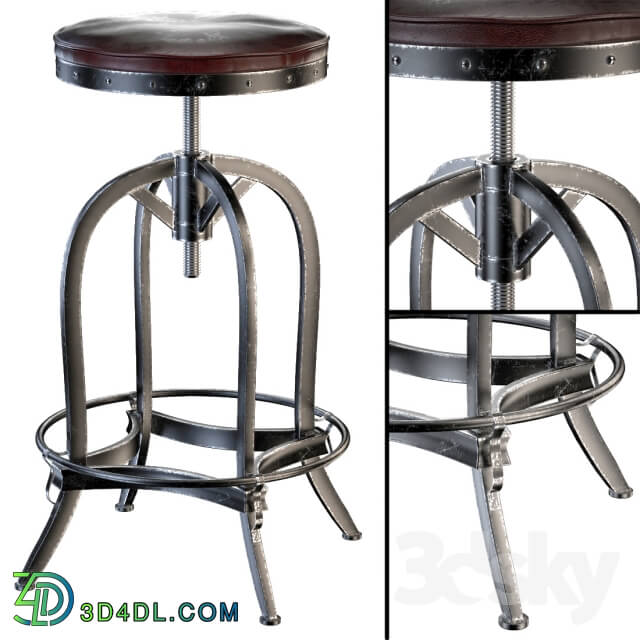 Chair - Dempsey Swivel Iron Bar Stool_ Brown Leather