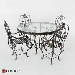 Table _ Chair - wrought-iron table and chairs 