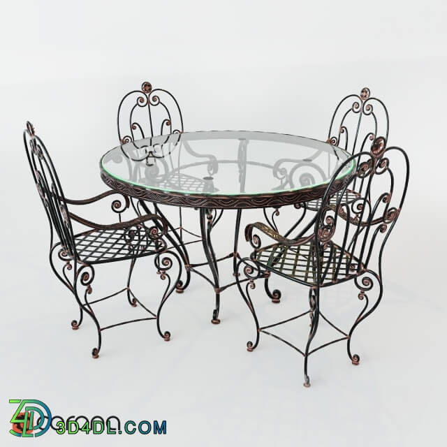 Table _ Chair - wrought-iron table and chairs