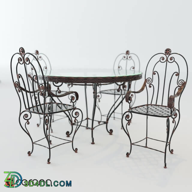 Table _ Chair - wrought-iron table and chairs