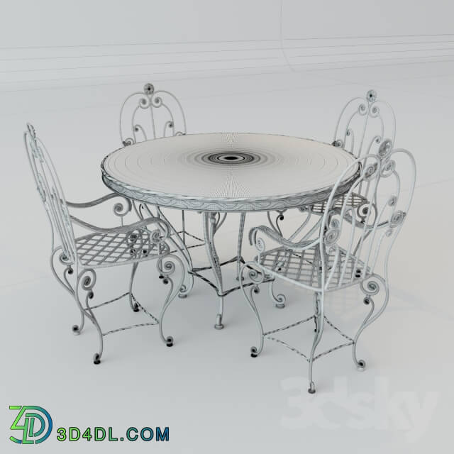 Table _ Chair - wrought-iron table and chairs