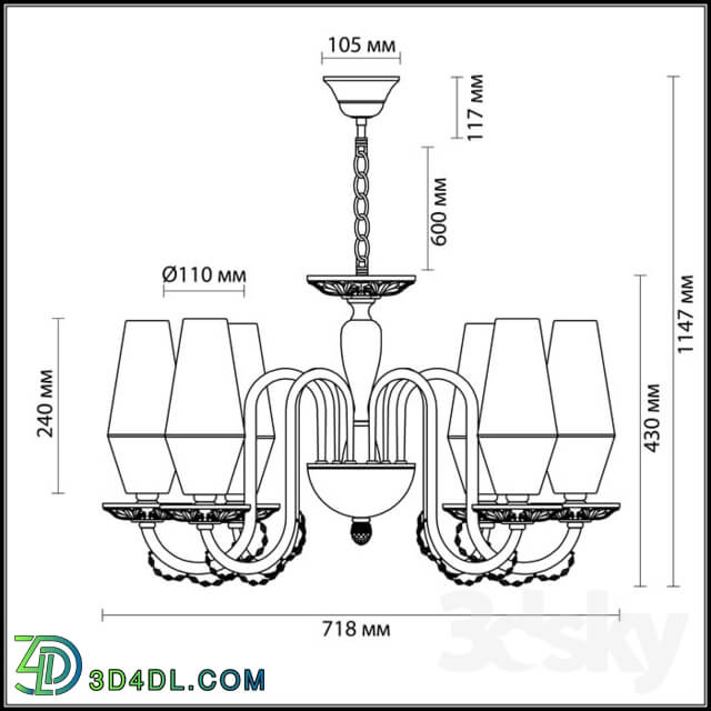 Ceiling light - Chandelier ODEON LIGHT 3919_6 FELICIA