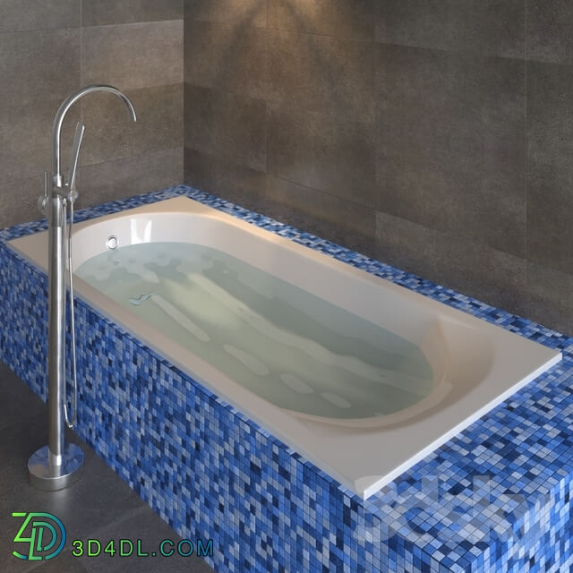 Bathtub - Built-in Riho Miami bath with Ravak floor mixer