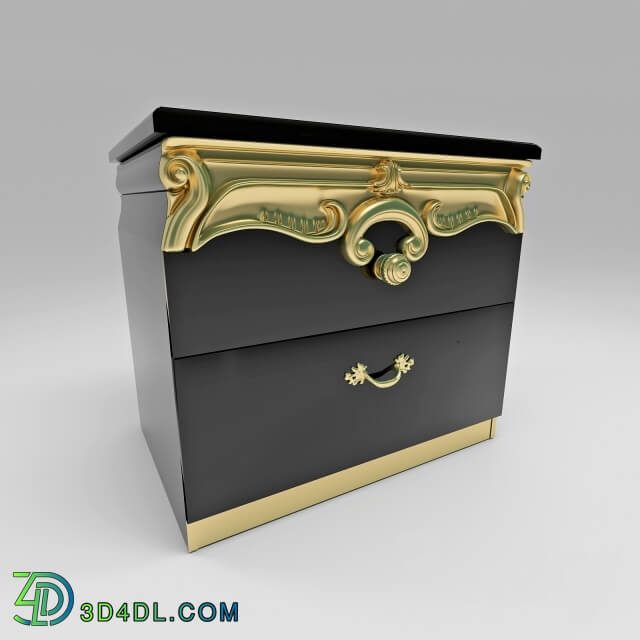 Sideboard _ Chest of drawer - Bedside table Barocco Black Gold