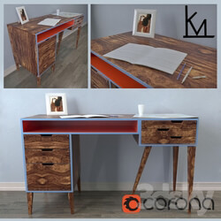 Table - Heirloom Mid Century Modern Solid Walnut Desk 