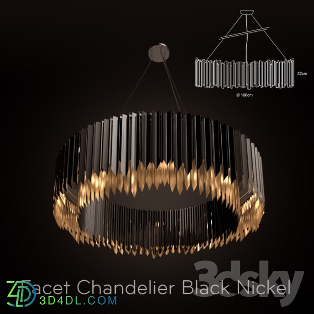 Ceiling light - FACET CHANDELIER BLACK NICKEL ON BLACK