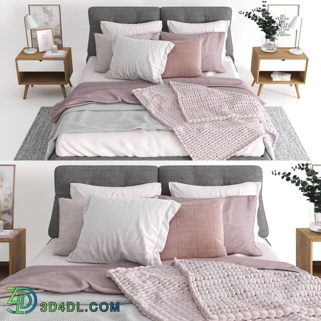 Bed - Scandinavian bedroom set 01