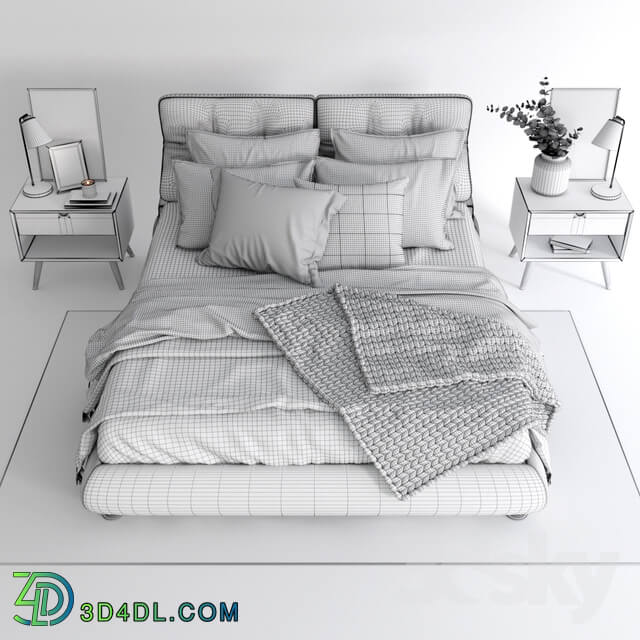 Bed - Scandinavian bedroom set 01