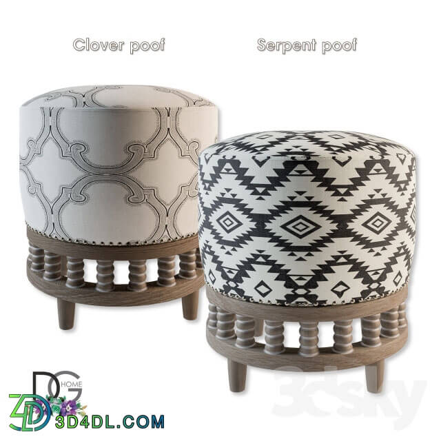 Other soft seating - poof Serpent and Clover