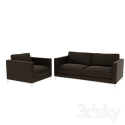 Sofa - brown leather sofa 