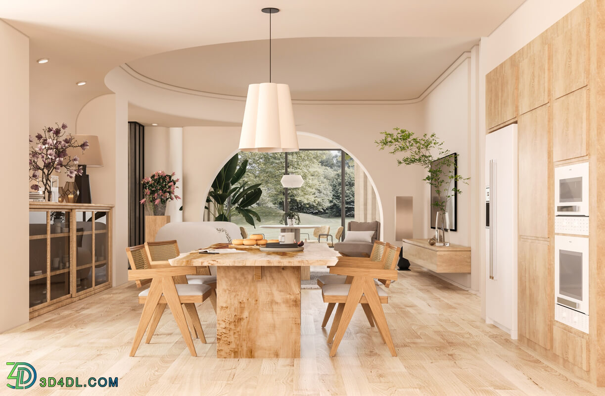modern livingroom and kitchen