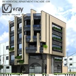 residental apartment-facade-110 نمای آپارتمان مسکونی - 110