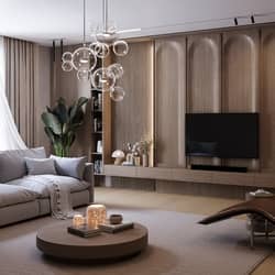 living room & TV set نشیمن و میز تلویزیون